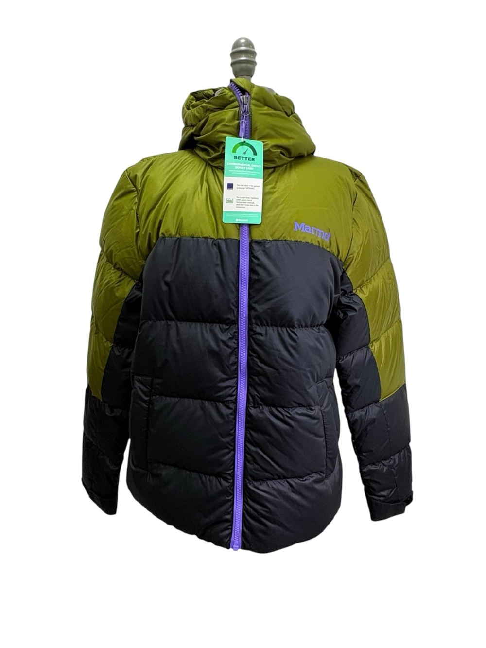 Marmot Women’s Black-Green Guides Down Winter Jacket - Medium NWT